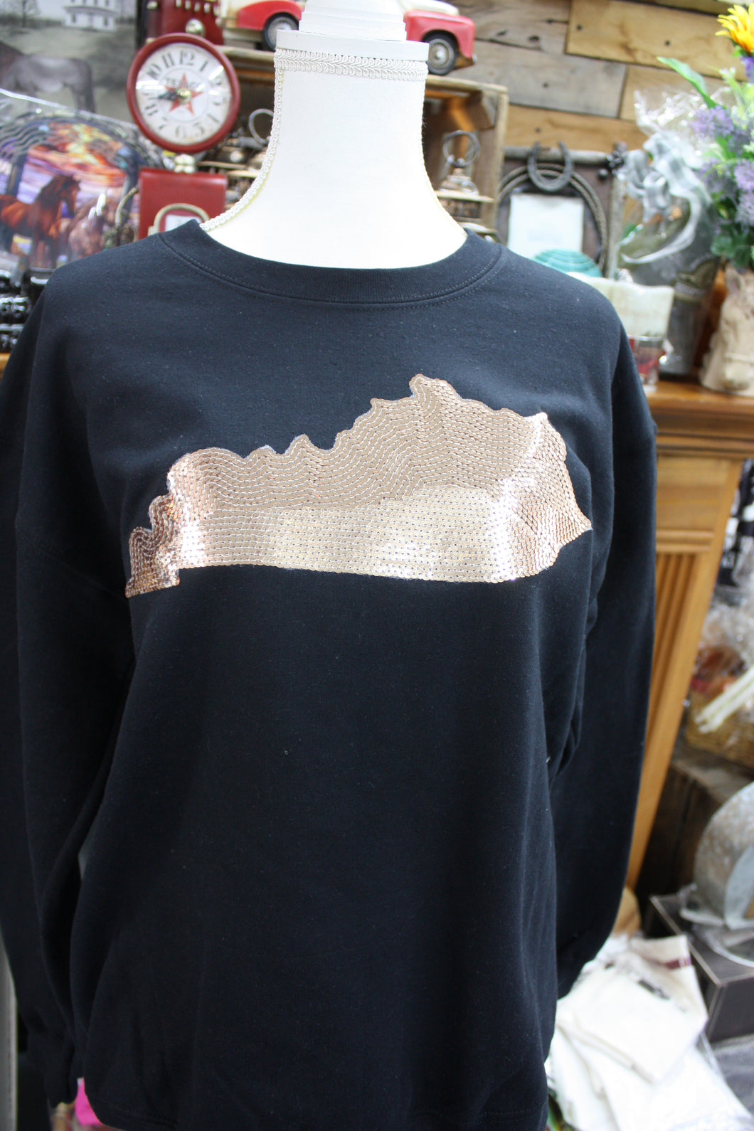 KENTUCKY INSPIRED T-SHIRTS AND GIFTS KY State/ Rose Gold Sequin