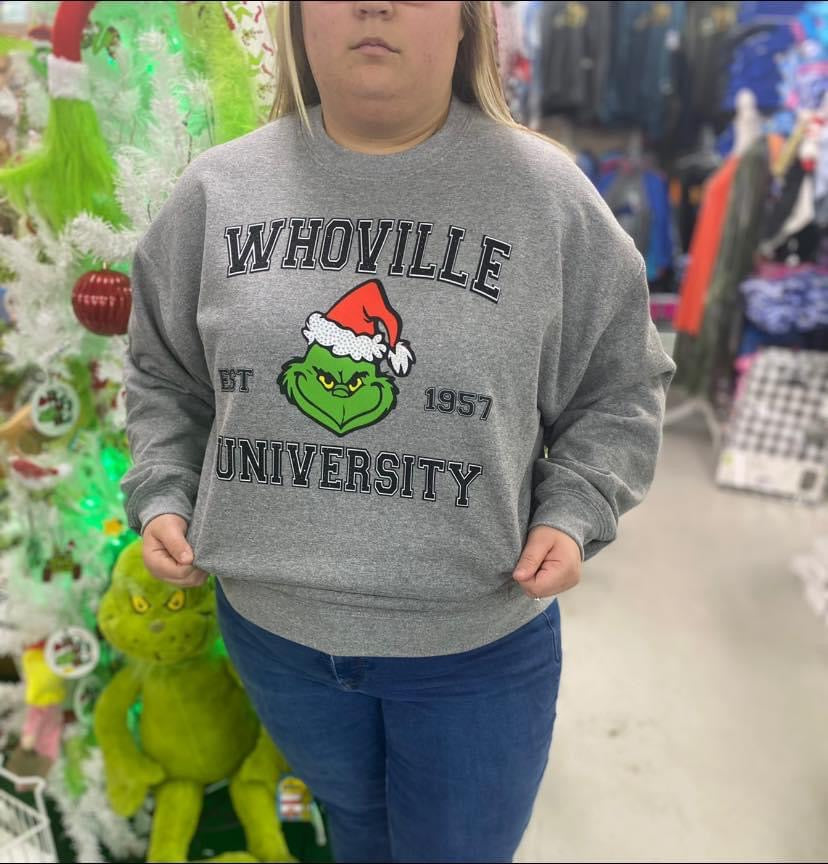 Christmas   Grinch inspired Whoville crewneck