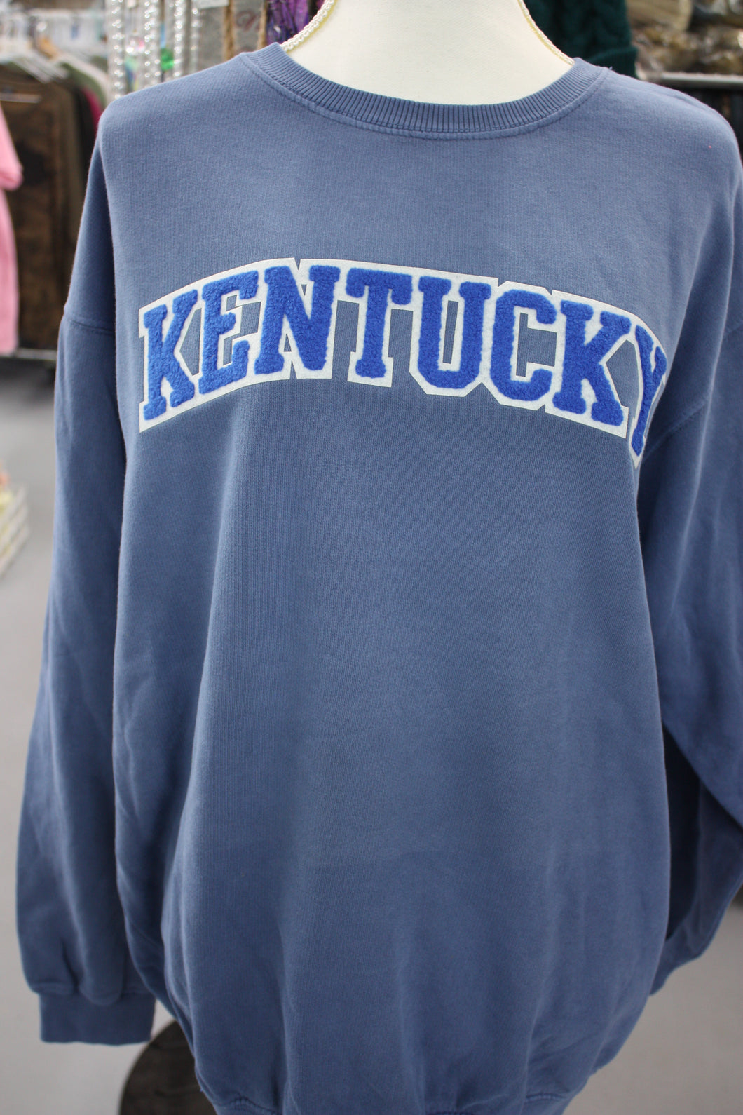 KENTUCKY INSPIRED T-SHIRTS AND GIFTS KY Chenille / Blue Distressed blue sweatshirt
