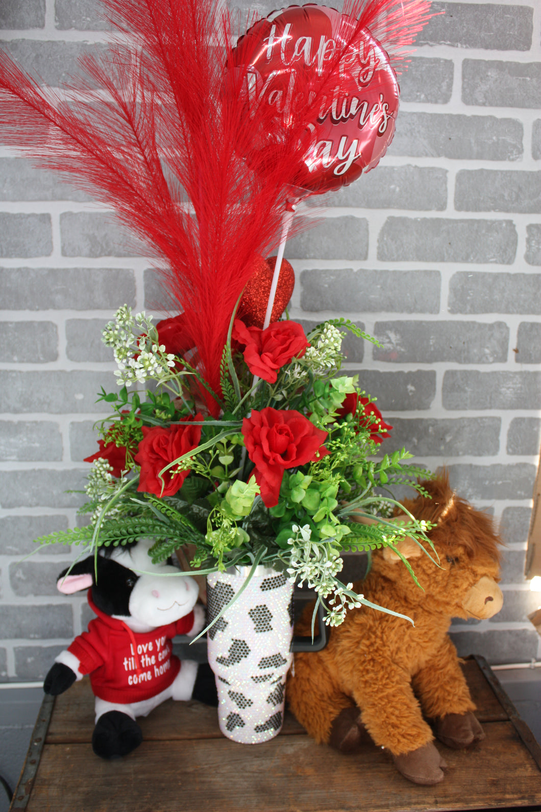 Valentine's Day Cow Cup Bundle ( 12 roses)