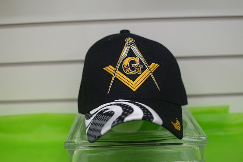 HATS/ MONOGRAM CAPS Black  with White Stripes Masons Hat