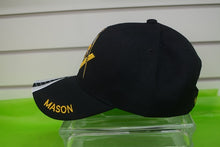 Load image into Gallery viewer, HATS/ MONOGRAM CAPS Black  with White Stripes Masons Hat
