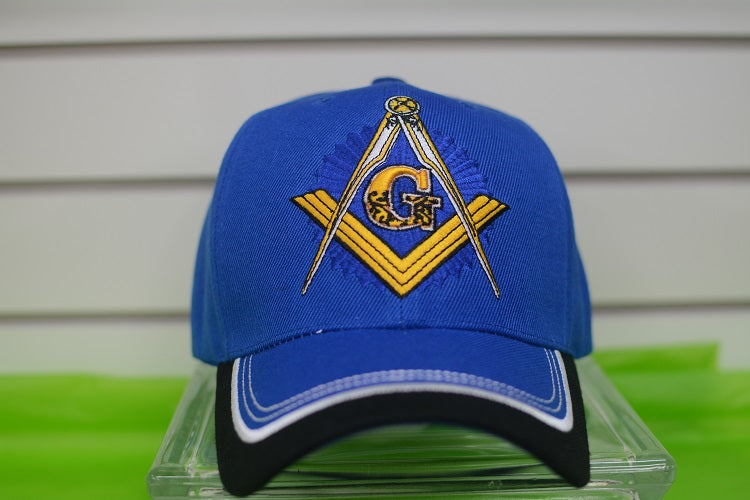 HATS/ MONOGRAM CAPS Blue w Black Trim Mason Hat
