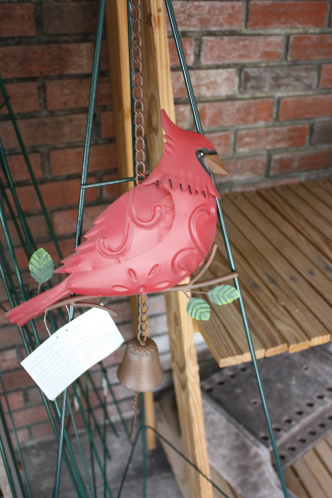 Bereavement Gifts and Quilts METAL REDBIRD WINDCHIME