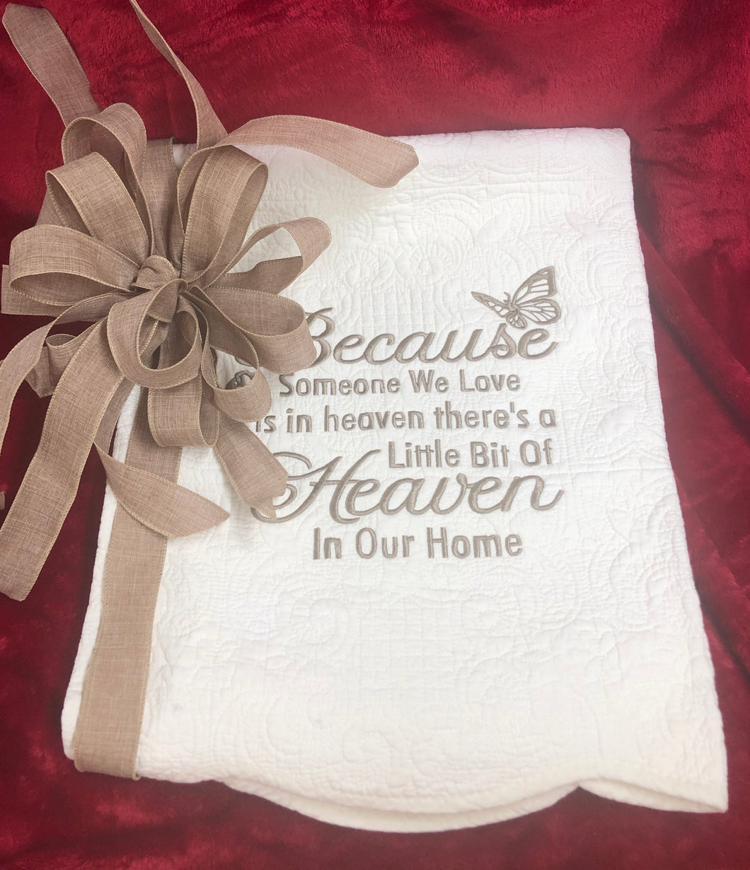 Bereavement Gifts and Quilts  cream with taupe
