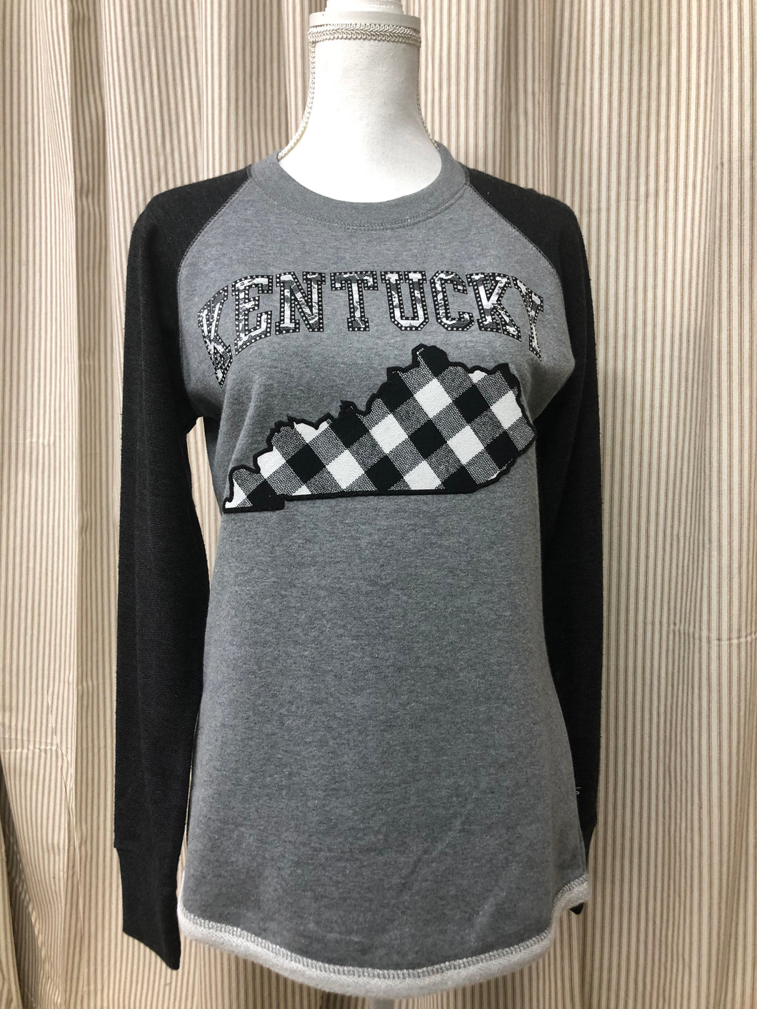KENTUCKY INSPIRED T-SHIRTS AND GIFTS Kentucky State B/W Buffalo Plaid Lightweight Jersy