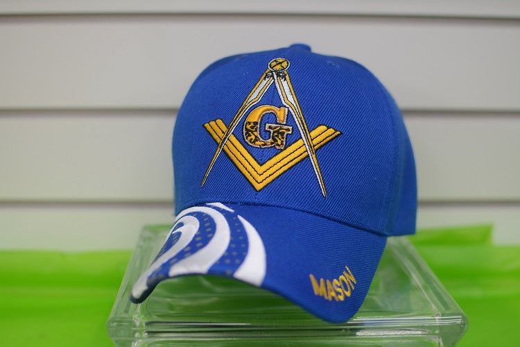 HATS/ MONOGRAM CAPS Royal Blue w/ White Stripe Mason Hat