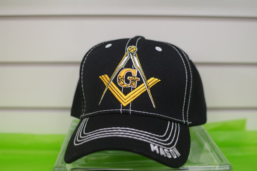 HATS/ MONOGRAM CAPS Black w/White Thread Mason Hat