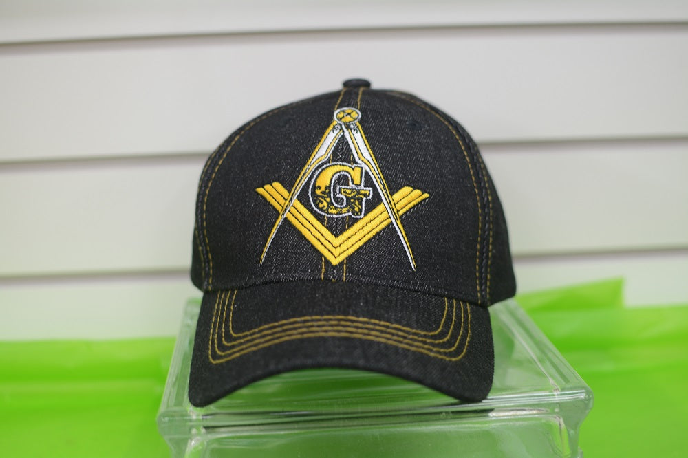 HATS/ MONOGRAM CAPS Black w.Yellow Trim Mason Hat