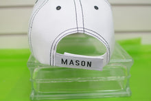 Load image into Gallery viewer, HATS/ MONOGRAM CAPS Mens White w/black trim Mason hat
