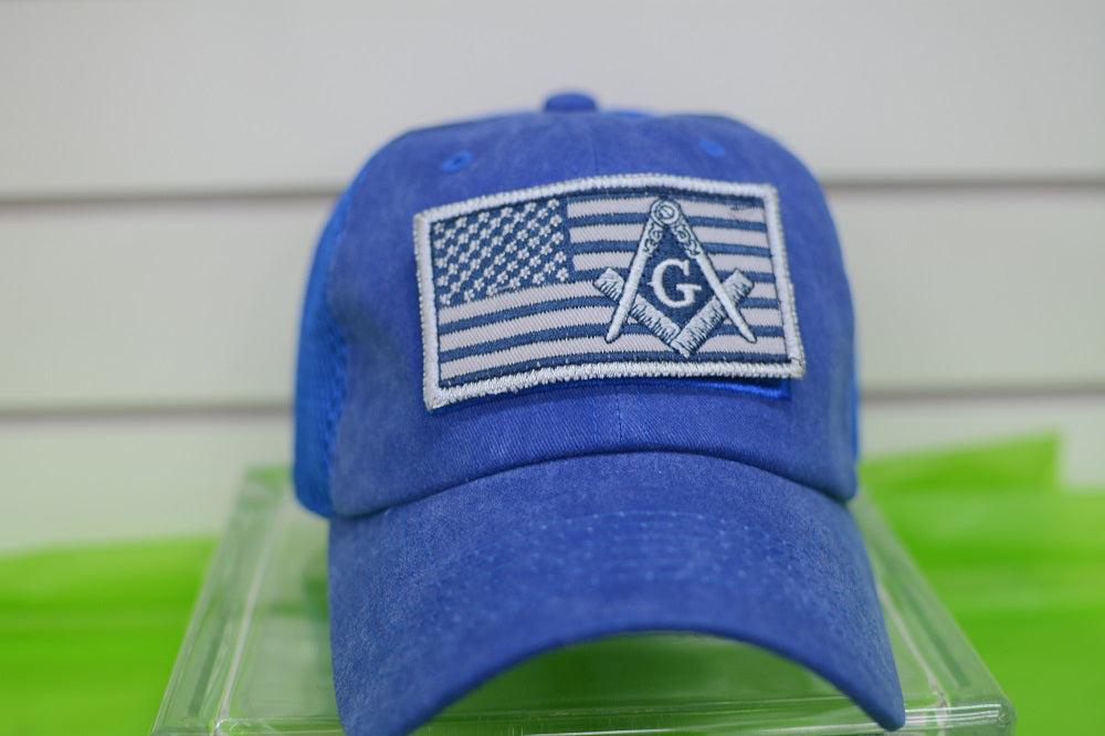 HATS/ MONOGRAM CAPS Royal Blue USA Mason Hat