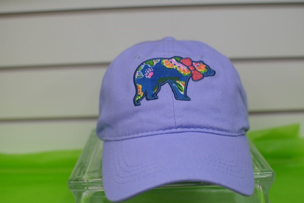 HATS/ MONOGRAM CAP Ladies Purple Cap with Blue Bear Embroider