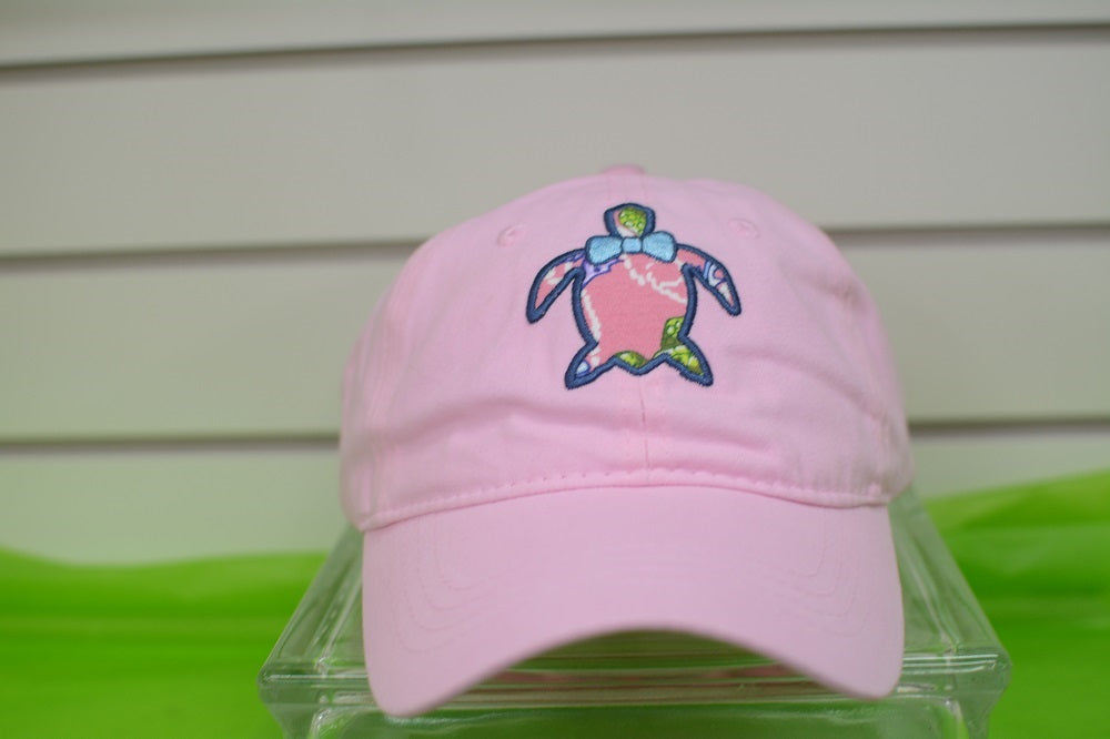 HATS/ MONOGRAM CAPS Ladies Pale Pink Cap w/turtle embroider