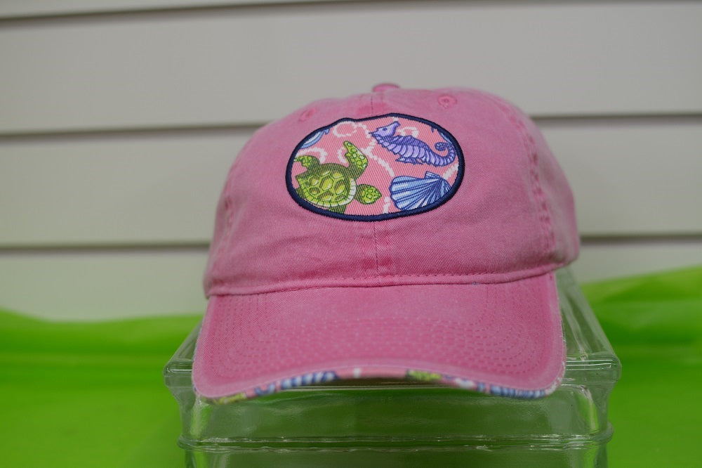HATS/ MONOGRAM CAPS Ladies Hot Pink Beach Inspired  Cap
