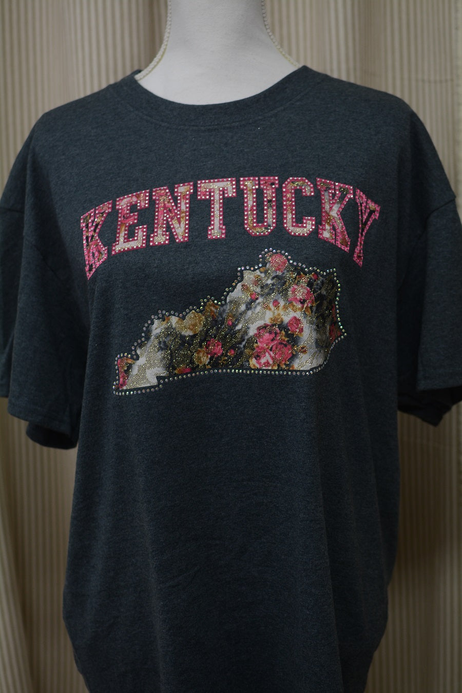 KENTUCKY INSPIRED T-SHIRTS AND GIFTS Pink Kentucky State Floral TShirt