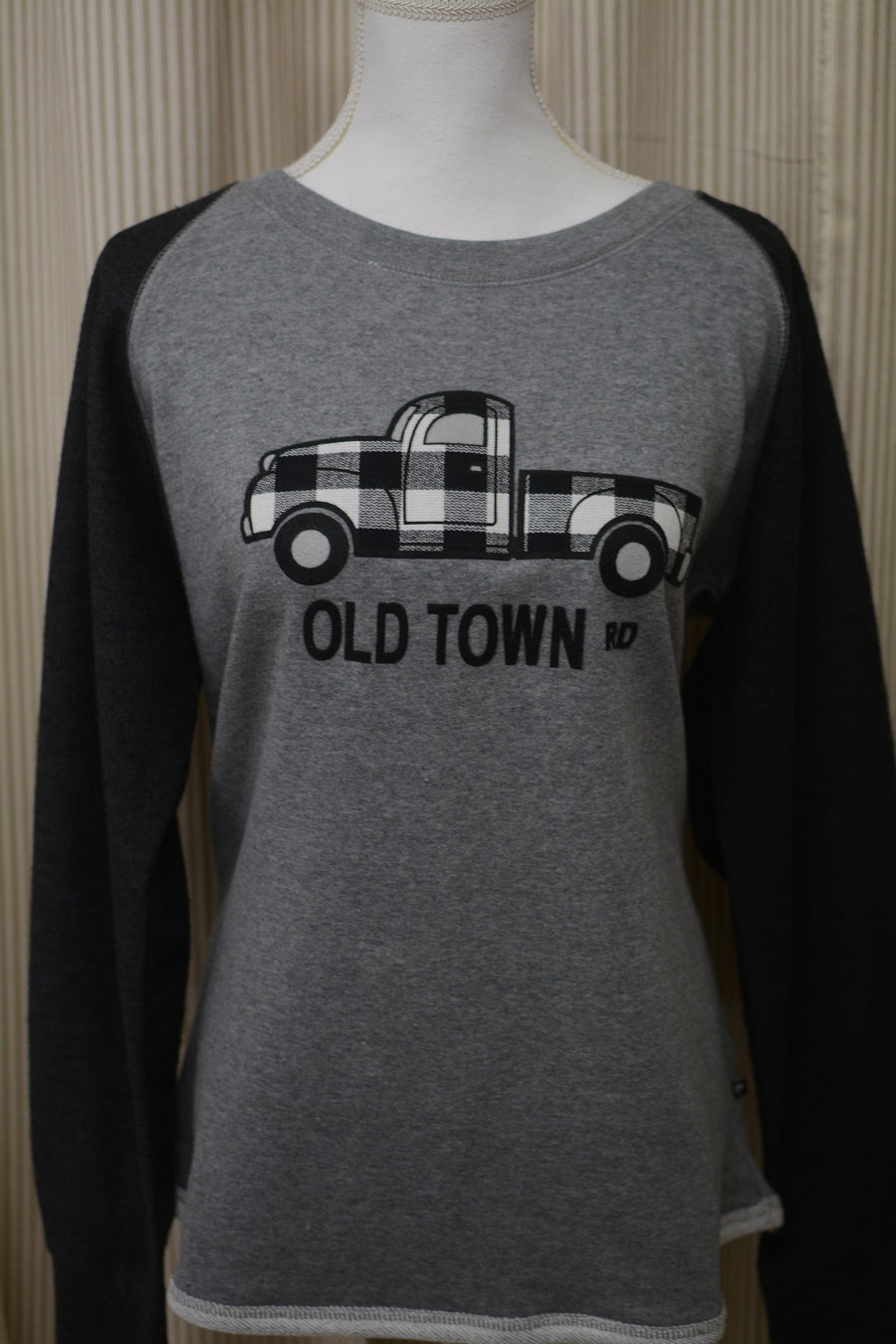 FARM HOUSE Old Town Road  Vintage Plaid Truck Applique Sweatshirt