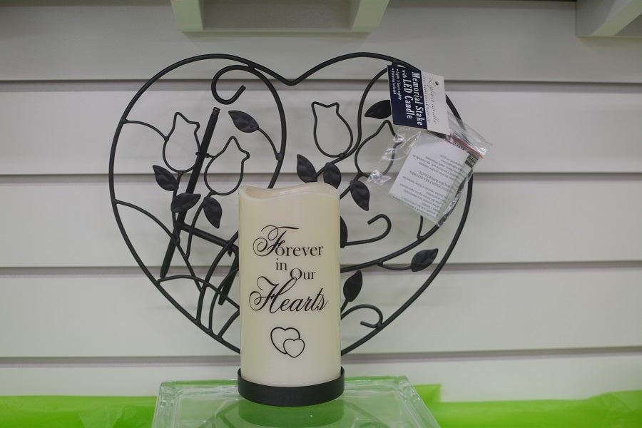 Bereavement Gifts and Quilts Memorial Stake LED Candle Forever In Our Hearts