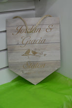 Load image into Gallery viewer, Engravable &amp; Personalized Gifts LIGHT FAUX WOOD HANGING SIGN
