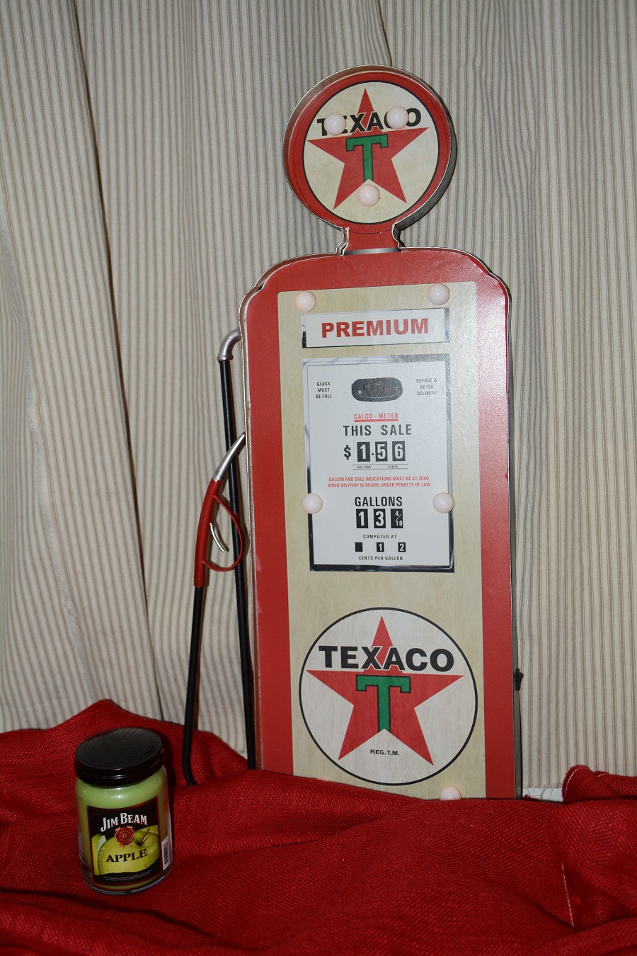 Large Metal Texaco Pump Sign w/Candle & Rose Set for Men