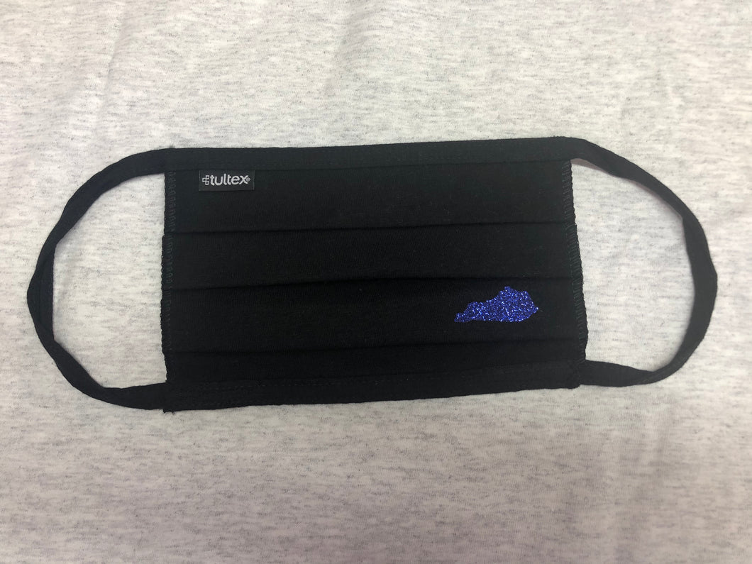 Mask Black with blue glitter Kentucky State