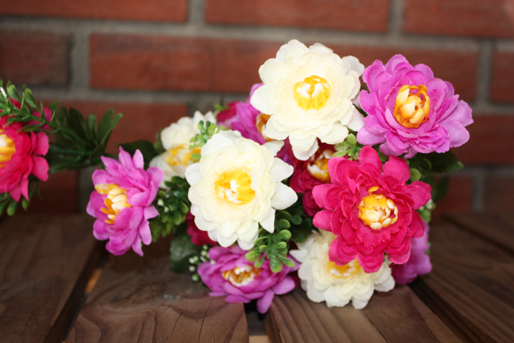 Memorial Cemetery Flowers SILK MARIGOLD PURPLE/PINK