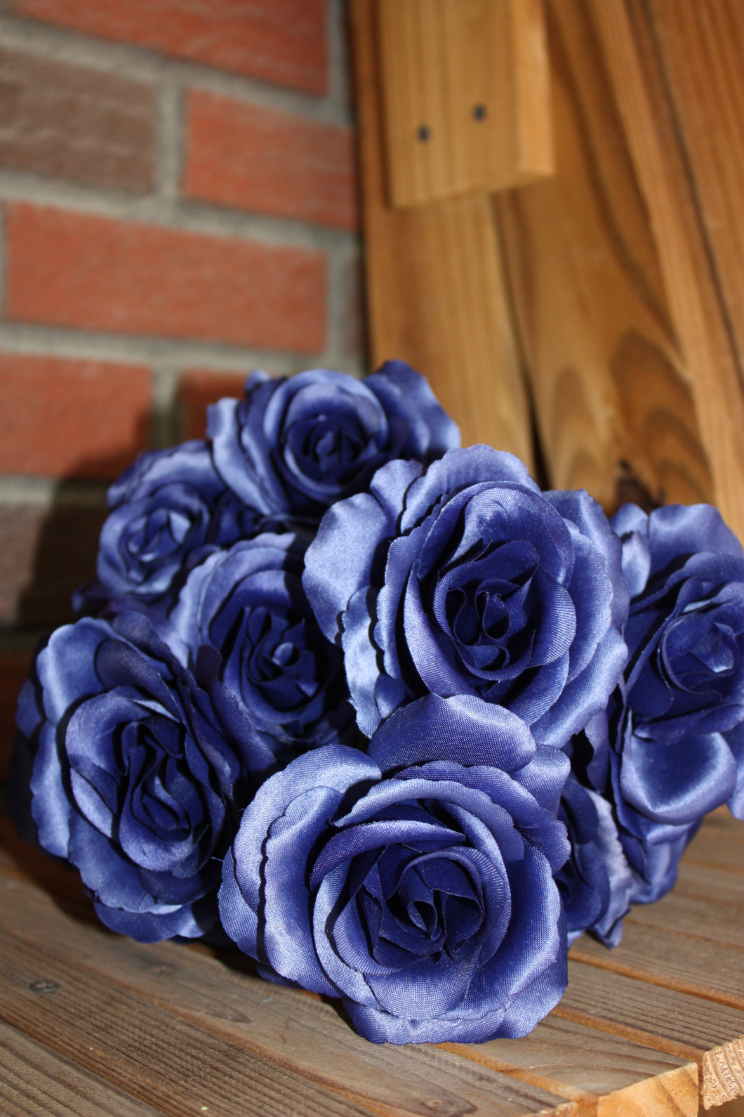 Memorial Cemetery Flowers NAVY BLUE SILK ROSE BUSH