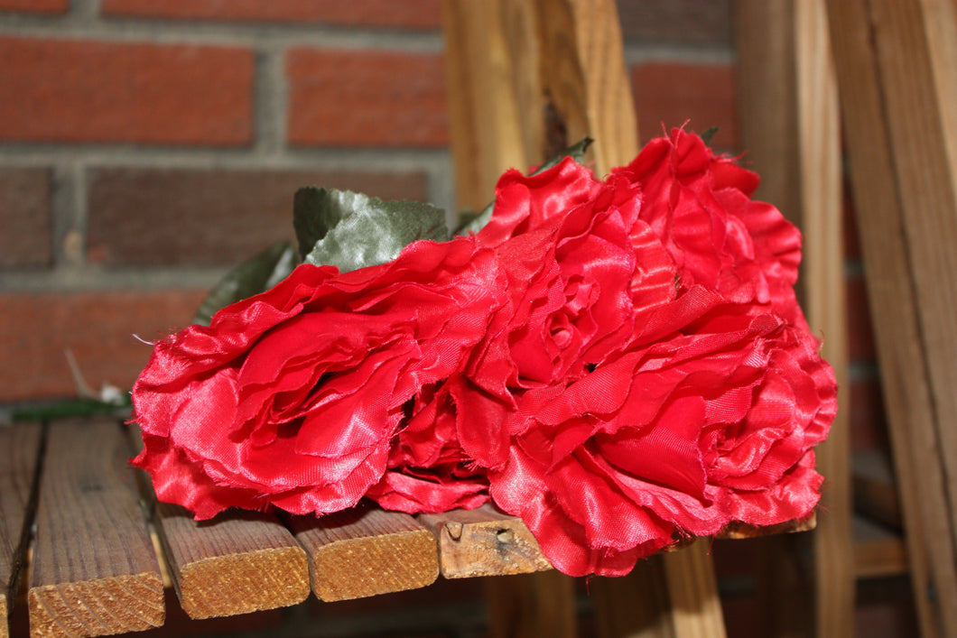 Memorial Cemetery Flowers RED SILK ROSE