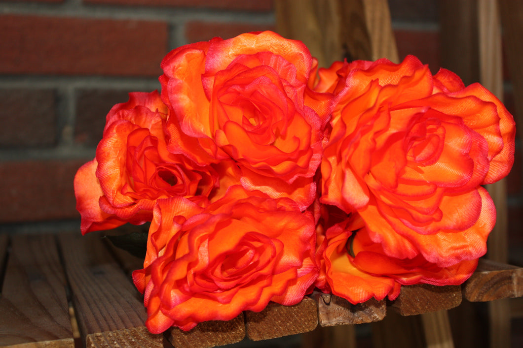 Memorial Cemetery Flowers FLAME ORANGE ROSES
