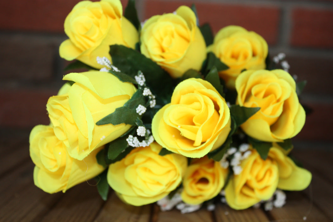 Memorial Cemetery Flowers SILK ROSES WITH BABY BREATH