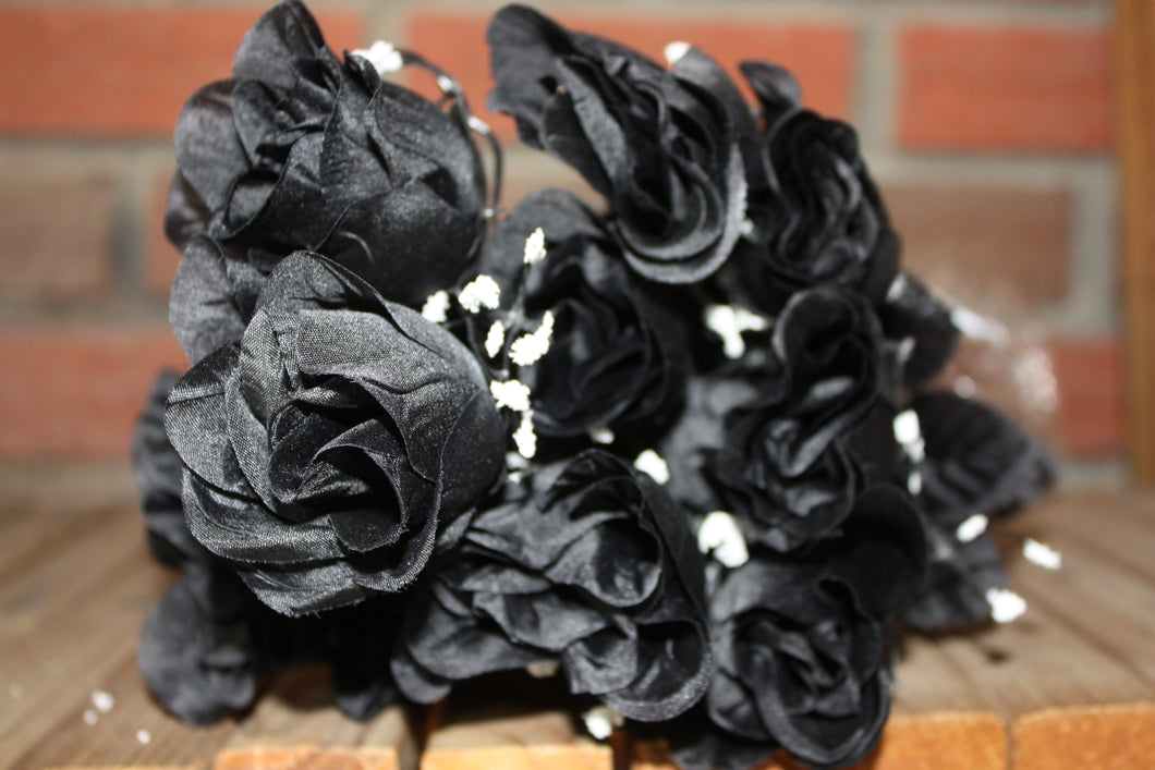Memorial Cemetery Flowers SILK ROSES WITH BABY BREATH