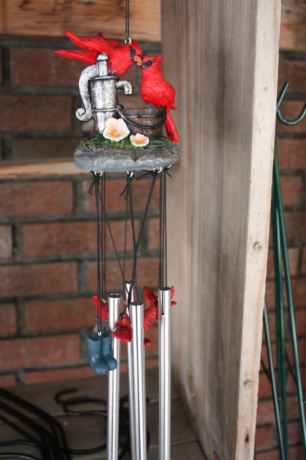HOME DECOR, GIFTS AND SUCH RED BIRD/WATERPUMP WINDCHIME
