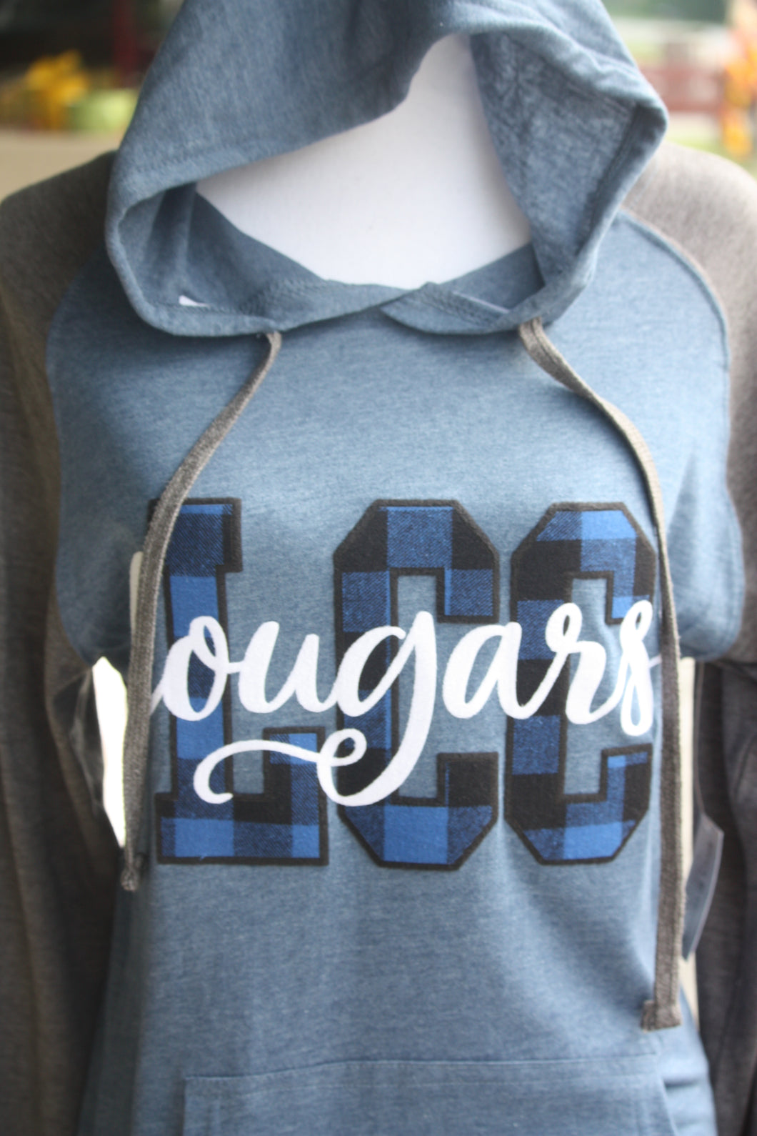 School Spirit/Mascot Tshirts HOODIE/BLUE/BLACK FLANNEL DESIGN