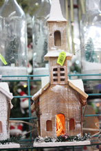 Load image into Gallery viewer, WOODEN CHURCH HOUSE WITH SNOW
