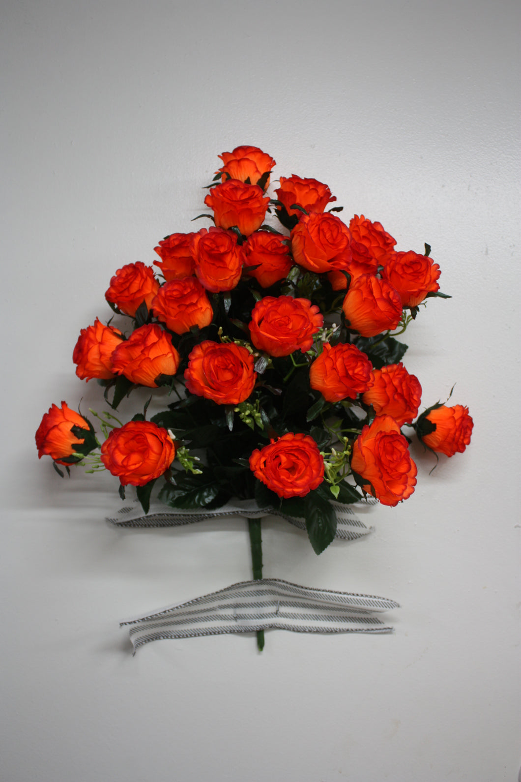 Memorial Cemetery Flowers Flame Orange Rose Bush