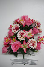 Load image into Gallery viewer, Memorial Cemetery Flowers Rose, Lily, and Zinnia Bush
