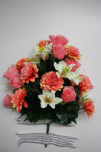 Load image into Gallery viewer, Memorial Cemetery Flowers Rose, Lily, and Zinnia Bush
