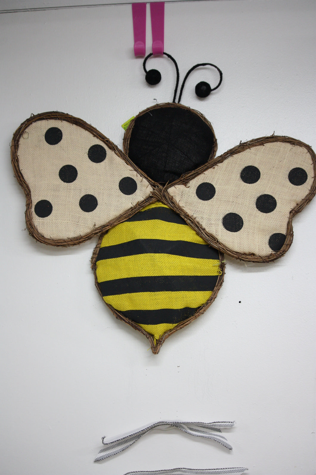 Memorial Cemetery Flowers Twig Burlap Bee