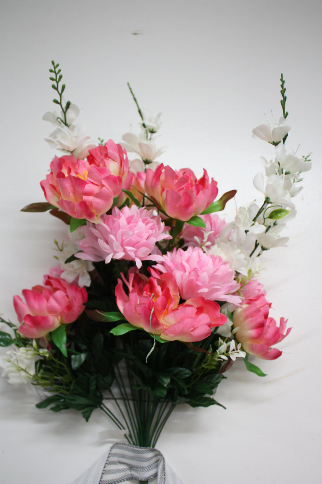 Memorial Cemetery Flowers Peony and Mum Bush Pink