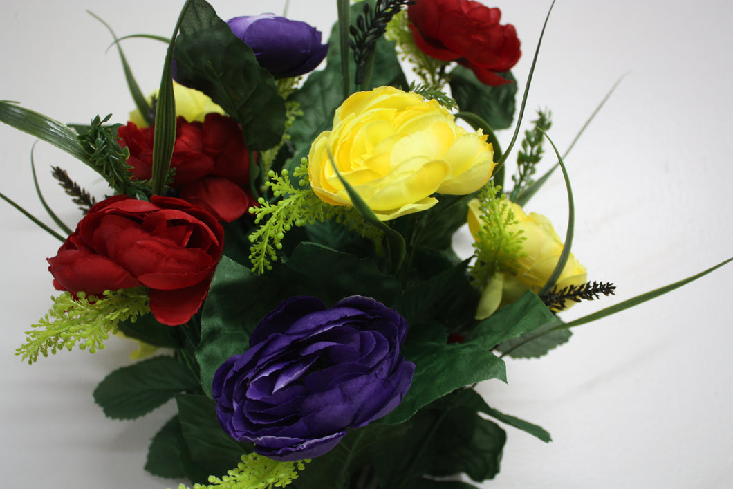 Memorial Cemetery Flowers Ranunculus-Red-Purple-Yellow