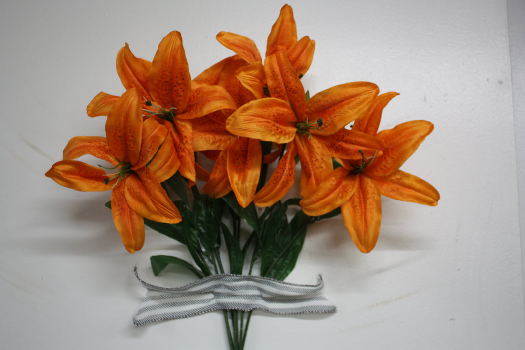 Memorial Cemetery Flowers Lily Bush-Orange