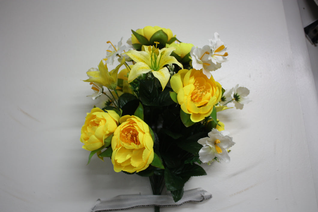 Memorial Cemetery Flowers Peony, Lily Bush Yellow