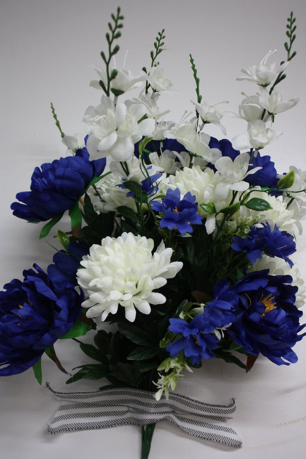 Memorial Cemetery Flowers Peony and Mum Bush Blue