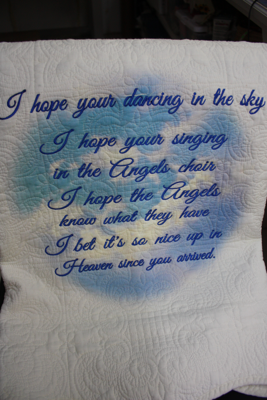 Bereavement Gifts and Quilts CLOUDS/BLUE.