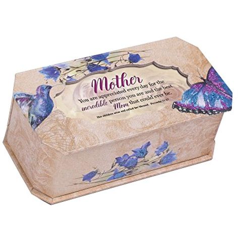 Incredible Mother Butterfly Glitter Music Box