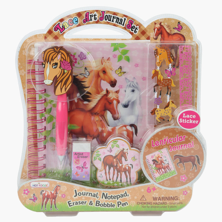 KIDS CORNER 3D Lace Art Journal Set with Bobble Pen, Enchanted Horse