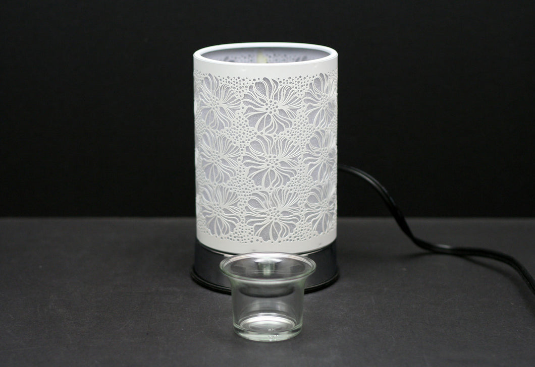 HOME DECOR, GIFTS AND SUCH  White Floral Cap Tart Warmer/Touch Sensor Lamp