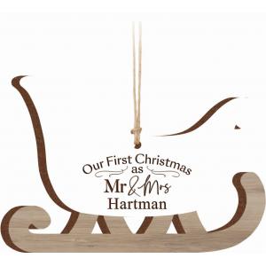 Engravable & Personalized Gifts Engravable Wood Sleigh Ornament