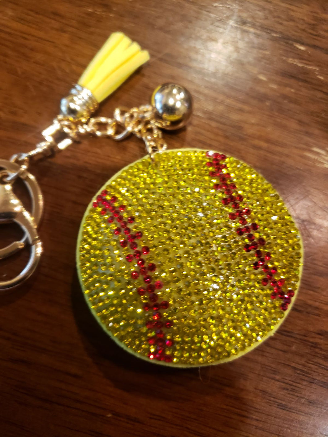 JEWLERY Crystal Sparkle Softball Keychain