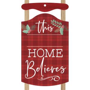 Engravable & Personalized Gifts Engravable Red Wood Sled This(Insert Name) Home Believes